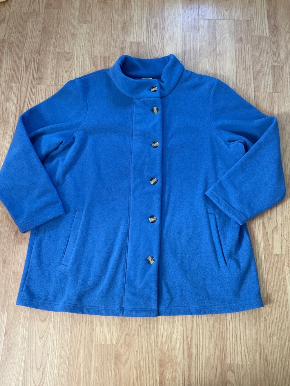 Blair Women’s Periwinkle Cozy Button Over Zip Up Fleece Jacket / Coat Size 2XL